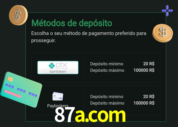 O cassino 87a.com oferece uma grande variedade de métodos de pagamento